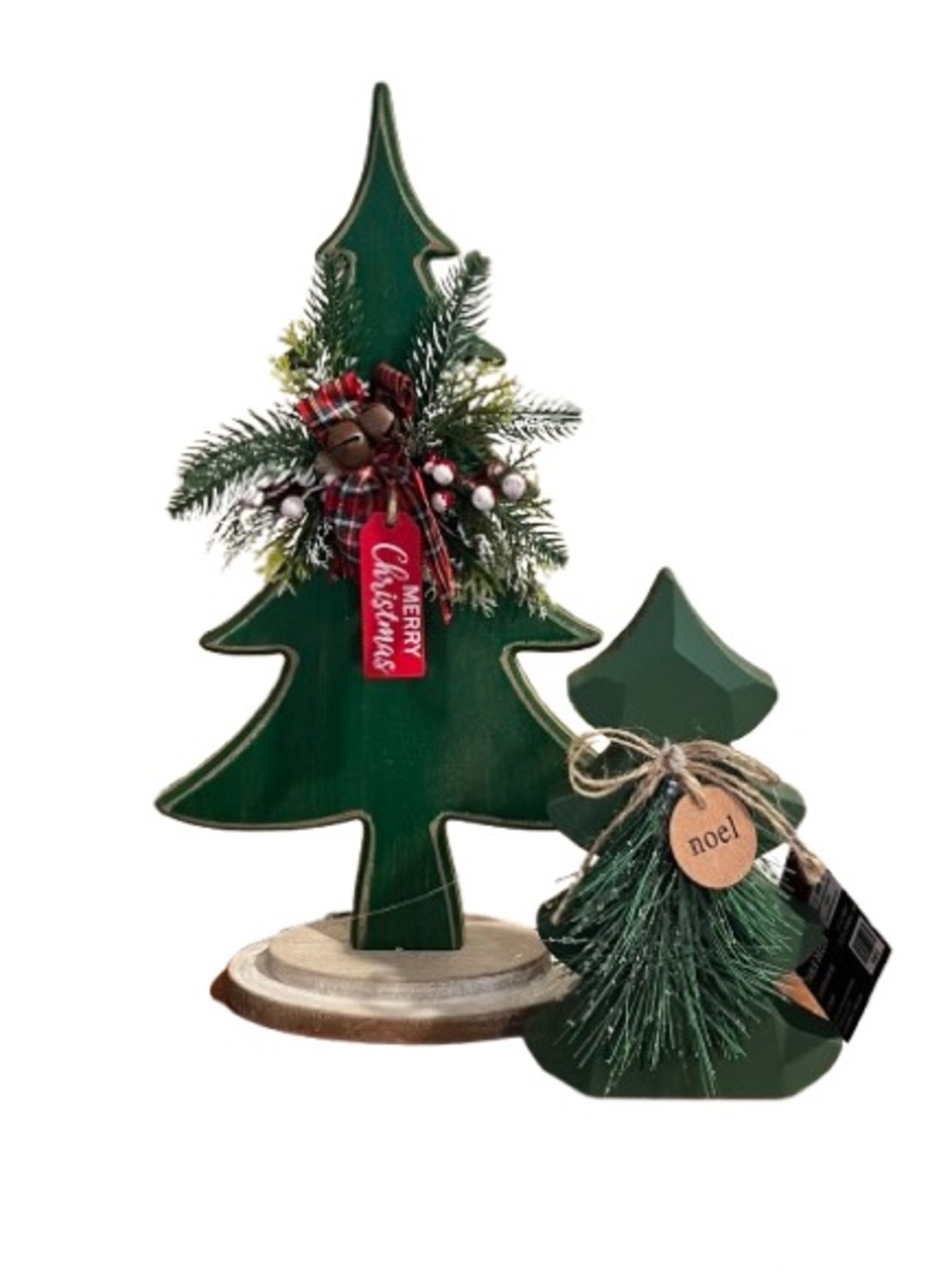 🆕- Set of 2 Festive Wooden Christmas Tree Set.